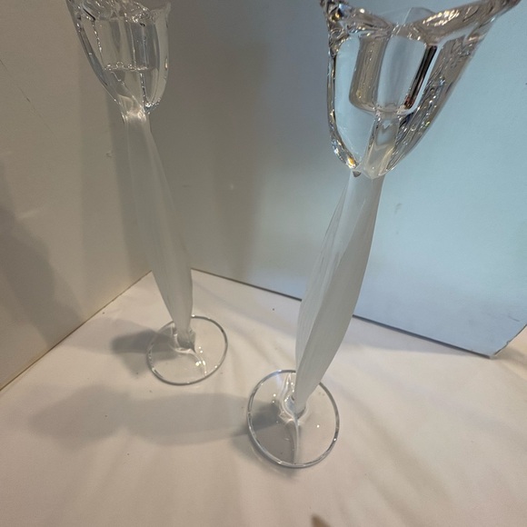 Elegant Glass Candle Holders Set of 2 Mikasa Tulip Crystal candle Holders - Picture 9 of 10